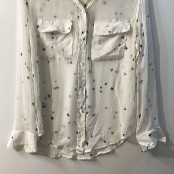 Equipment Star Print Silk Blouse Women’s Size XS Long Sleeve Multicolor Button U - Picture 6 of 16